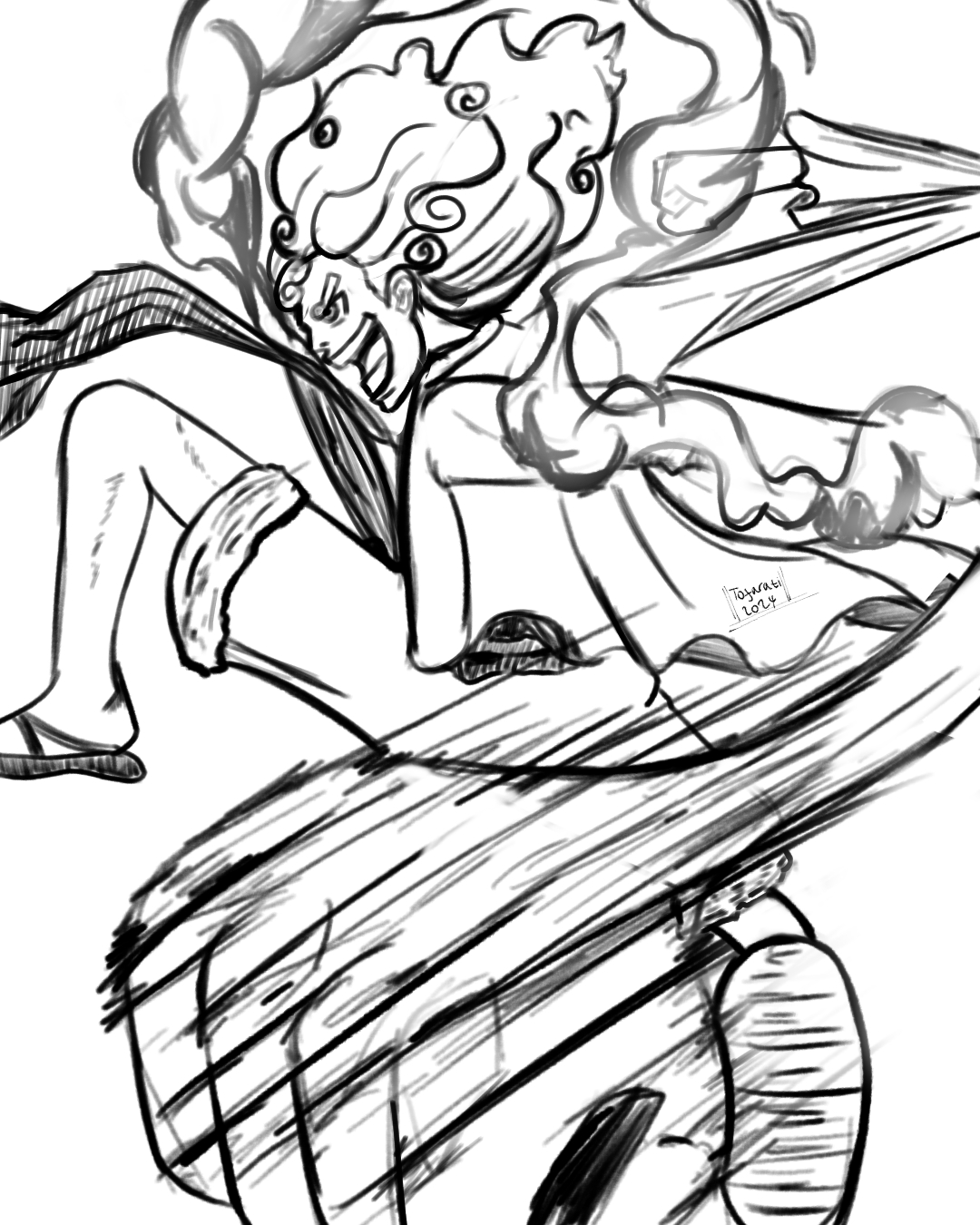 Gear 5 Luffy sketch - One Piece