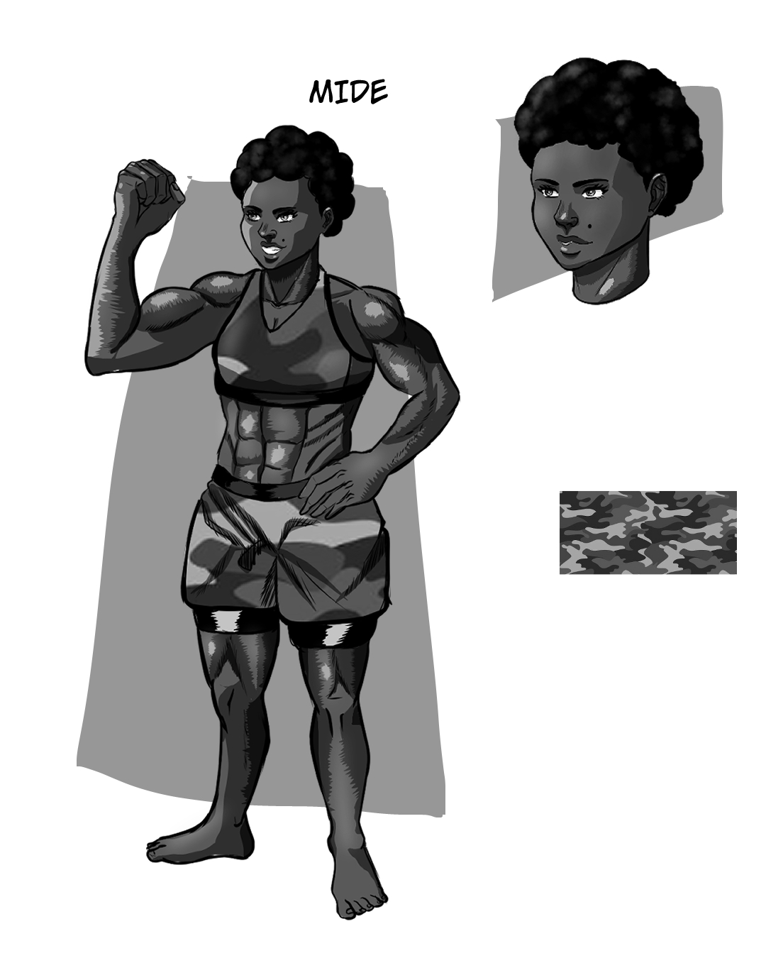 Mide  Character sheet (face study)
